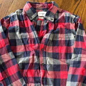 Goodfellow & Co Men's Red and Navy Checkered Shirt